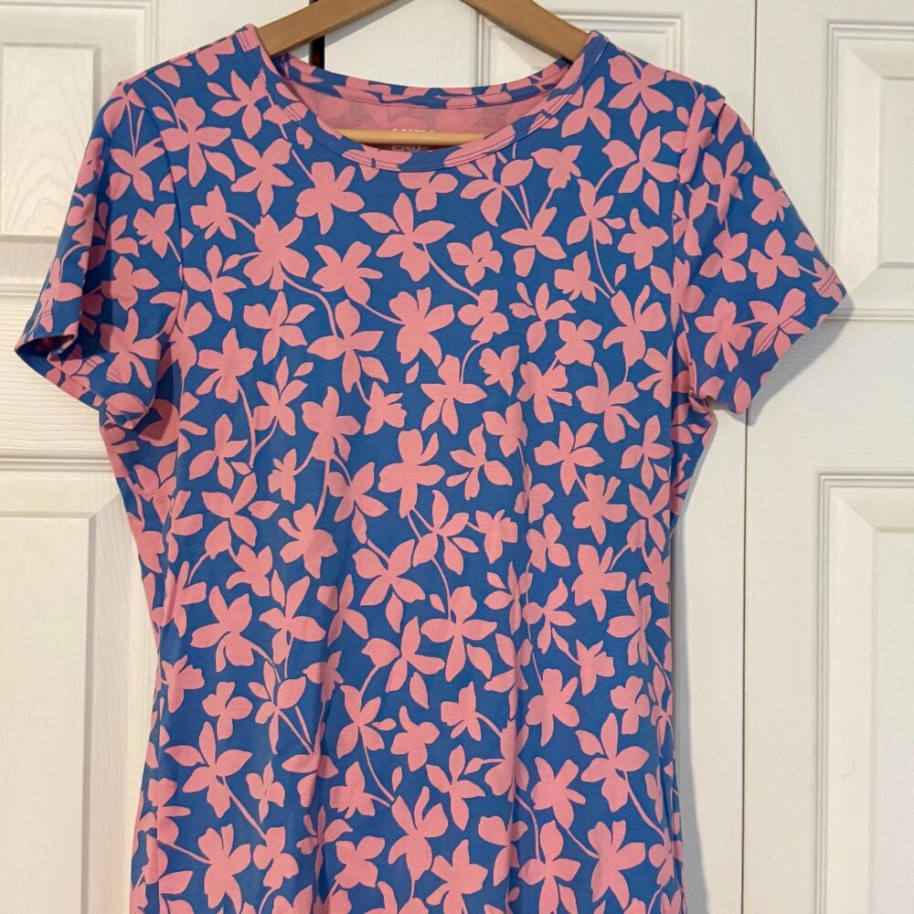 Land's End Pink and Blue Short Sleeve Cotton Rib T-shirt